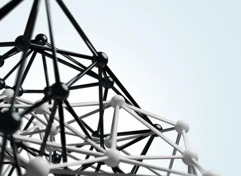 Abstract Mesh of Molecular Structure. Futuristic 3D Shape Illustrazione stock