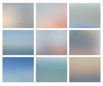 Abstract mesh ocean blurred backgrounds set. Vector nature illustration Stock Illustration