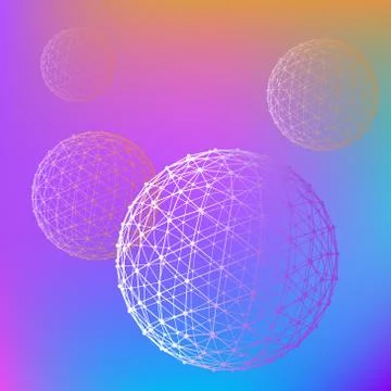 Abstract  Mesh polygonal background. Scope of lines and dots. Ball of the lines Illustrazione stock