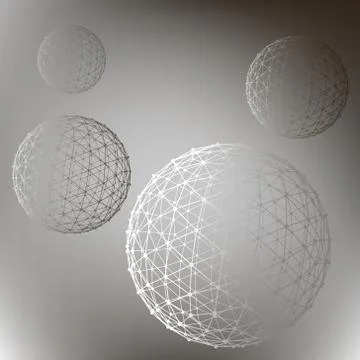 Abstract  Mesh polygonal background. Scope of lines and dots. Ball of the lines Stock Illustration