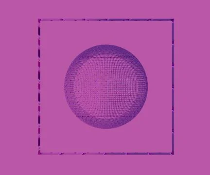 Abstract mesh Sphere in cube on pink background, 3d render Stock Illustration