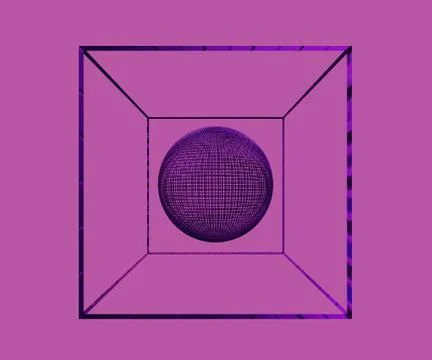 Abstract mesh Sphere in cube on pink background Stock-Illustration