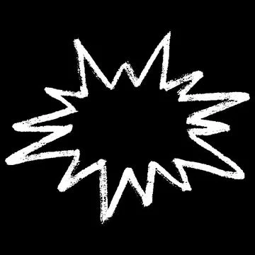 Abstract message cloud with corners, childrens chalk drawing on black background Stock Illustration