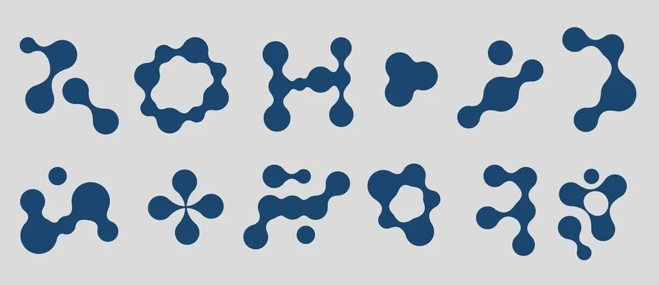 Abstract metaball pattern morphing circular shapes Stock Illustration