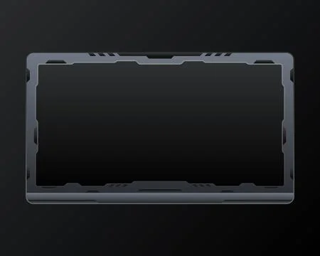 Abstract metal border live stream overlay webcam screen interface video panel Stock Illustration