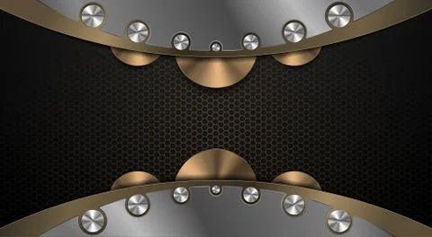 Abstract metal circle background with hexagonal pattern Stock Illustration