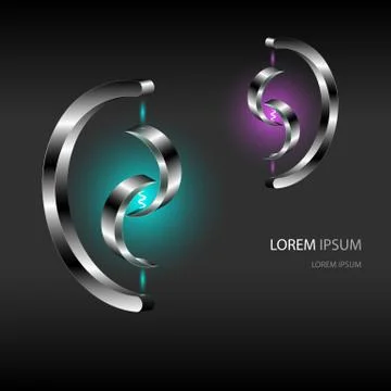 Abstract metal construction with half of circles and electricity in center Stock Illustration