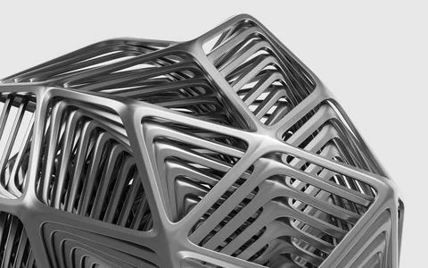 Abstract metal frame with white background, 3d rendering. Illustrazione stock