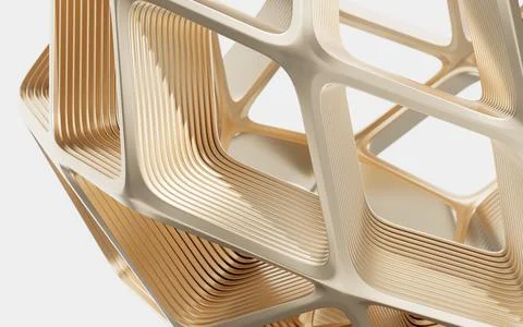 Abstract metal frame with white background, 3d rendering. Illustrazione stock