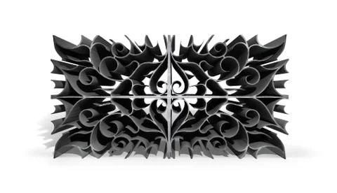 Abstract metal patterns design on white background. 3D illustration. Stock Illustration