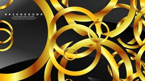 Abstract metal vector background with luxurious shiny gold circles Stock Illustration