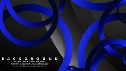 Abstract metal vector background with shiny fancy blue black circles Stock Illustration