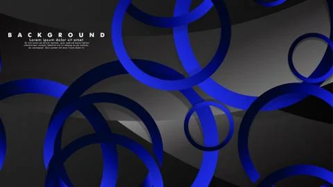 Abstract metal vector background with shiny fancy blue black circles Ilustración de archivo