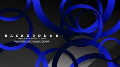 Abstract metal vector background with shiny fancy blue black circles Stock Illustration