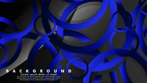 Abstract metal vector background with shiny fancy blue black circles Ilustración de archivo