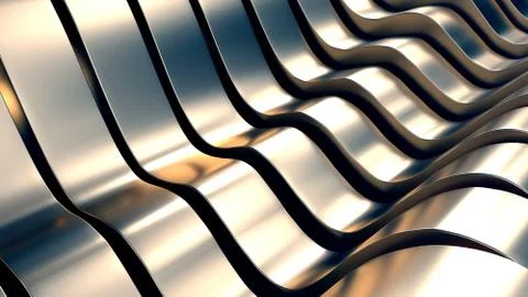 Abstract Metal Wave Background 3D Illustration Stock Illustration