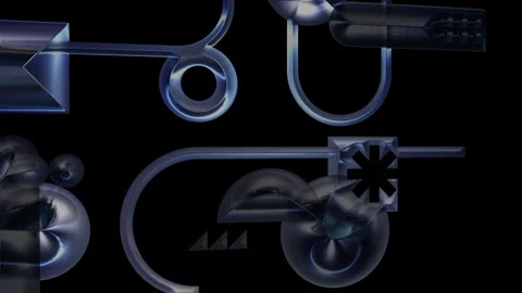 Abstract metallic 3d geometric shapes animation Stock Footage 340386105