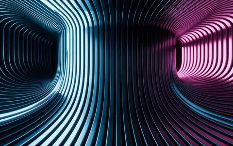 Abstract metallic abstract tunnel, 3d rendering. Stock-Illustration