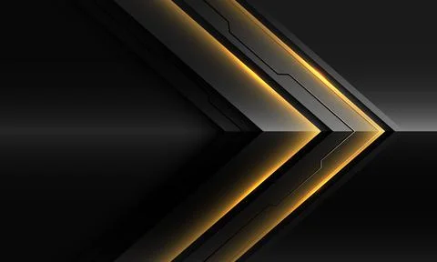 Abstract metallic arrow black line circuit cyber gold light direction geometric Stock Illustration