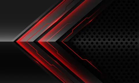 Abstract metallic arrow red light circuit cyber direction geometric Stock Illustration