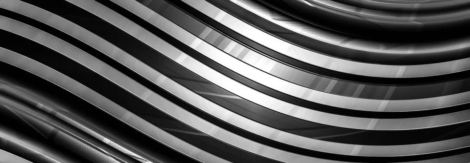 Abstract metallic background with smooth wavy lines and light reflections Stockillustratie