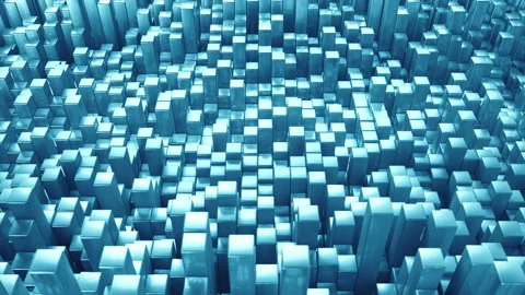 Abstract metallic blue cyan cubes background pattern wall. 3D Projection Mapping Stock Footage 146482644