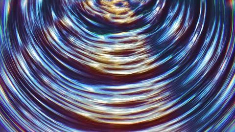 Abstract metallic circular ripples iridescent background Stock Illustration