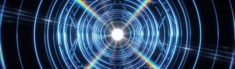 Abstract Metallic Cosmic Tunnel With Rainbow Prism Light, Concert Seamless Loop Stock Footage 340979873
