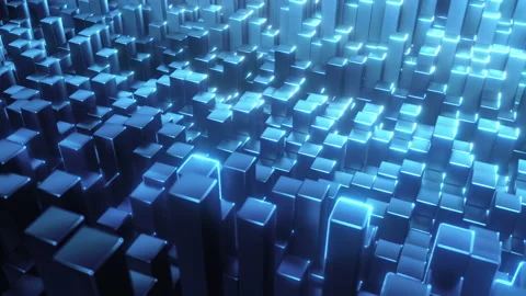Abstract metallic cubes background pattern wall. 3D Projection Mapping Stock Footage 153385205