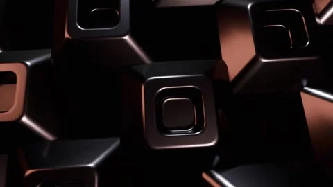 Abstract Metallic Cubes: Dark Elegance in 3D Stock Footage 304848846