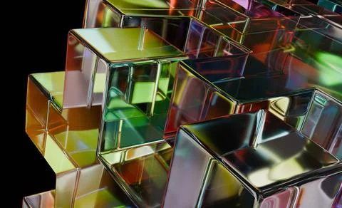 Abstract Metallic cubes 스톡 일러스트