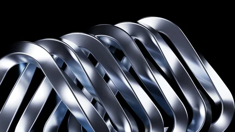 Abstract metallic curve geometry background, 3d rendering. Stock Footage 339314819