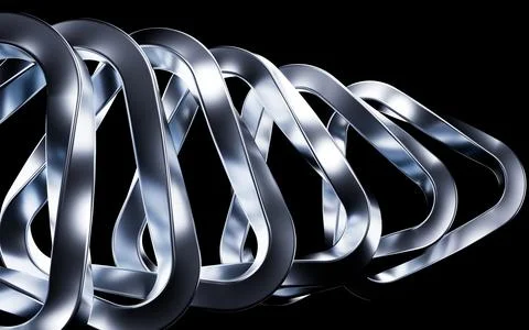 Abstract metallic curve geometry background, 3d rendering. Stock Illustration