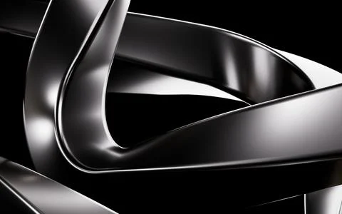 Abstract metallic curve geometry background, 3d rendering. Stock Illustration