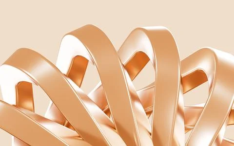 Abstract metallic curve geometry background, 3d rendering. Stock Illustration