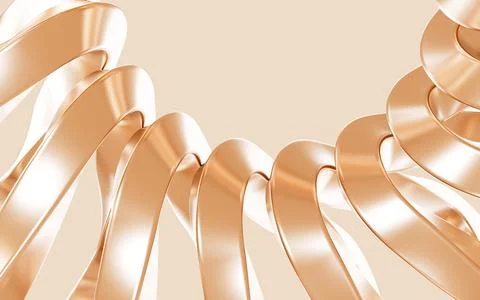 Abstract metallic curve geometry background, 3d rendering. Stock Illustration
