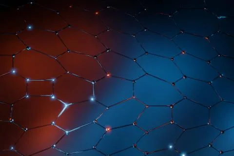 Abstract Metallic dot and connect line technology futuristic background 3d re Stock Illustration