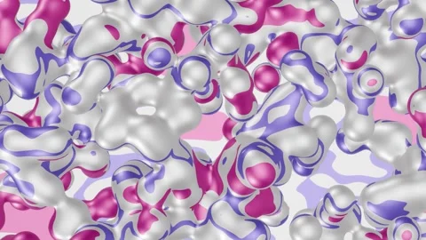 Abstract Metallic Fluid Simulation Blobs Liquid Background Motion Animation. 4K Stock Footage 345592995