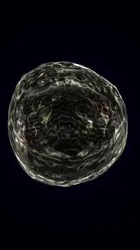 Abstract metallic fluid sphere with reflective surface and dark background re Stock Illustration