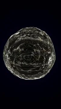 Abstract metallic fluid sphere with reflective surface and dark background re Stock Illustration