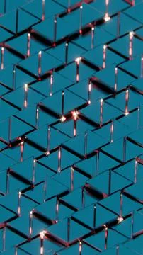 Abstract Metallic Geometric Pattern with Reflective Triangles and Red Highlig Stock Illustration