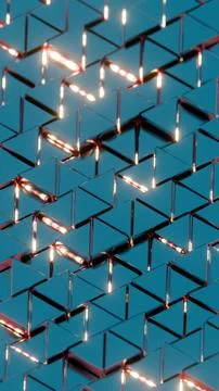 Abstract Metallic Geometric Pattern with Reflective Triangles and Red Highlig Stock Illustration