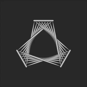 Abstract metallic geometric structure logo with connected rods forming an i.. Stock Illustration
