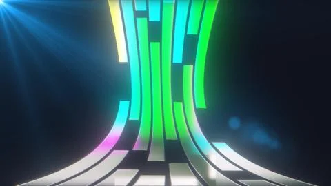 Abstract metallic glowing shiny lines and stripes in rays of light fly upwa.. イラスト素材