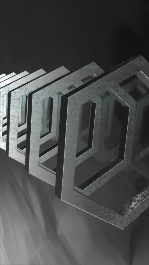 Abstract metallic hexagons moving in perspective Stock Footage 342250655