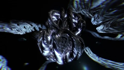 Abstract metallic live form with faces. Sci-fi seamless background Video stock 76361010