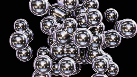 Abstract metallic morphing molecules looping 3D animation with alpha Stock Footage 157700973