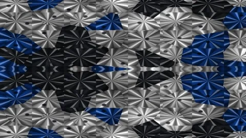Abstract Metallic Patterned Tile Sequence with Blue Accents. Stock Footage 328695008