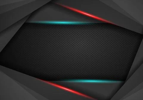 Abstract metallic red black frame layout design tech innovation concept backg Stock Illustration