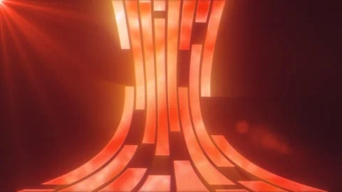 Abstract metallic red orange glowing shiny lines and stripes in rays of lig.. Stock Footage 226420485